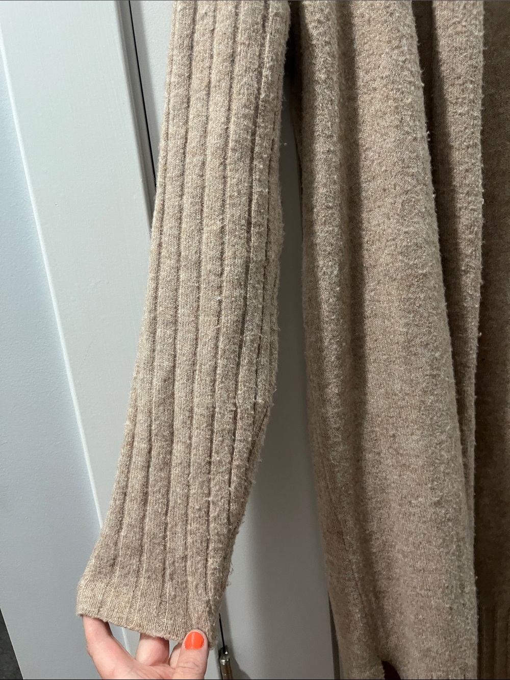 Cyrus XS Cozy Open-Front Long Cardigan Sweater Beige Wool Blend - Picture 6 of 14